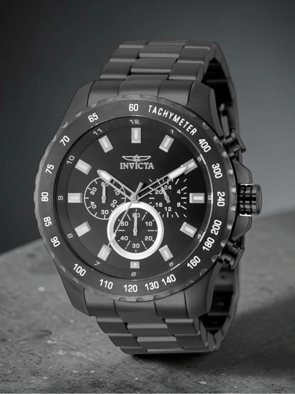 Invicta Black Onyx Stainless Steel Chronograph Watch